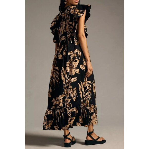 Maeve Black and Tan Botanical Maxi Dress - Picture 2 of 7